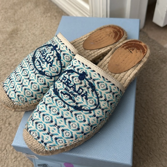 Prada Nastro Jacquard Logo Slip On Espadrille Mule - Picture 8 of 9